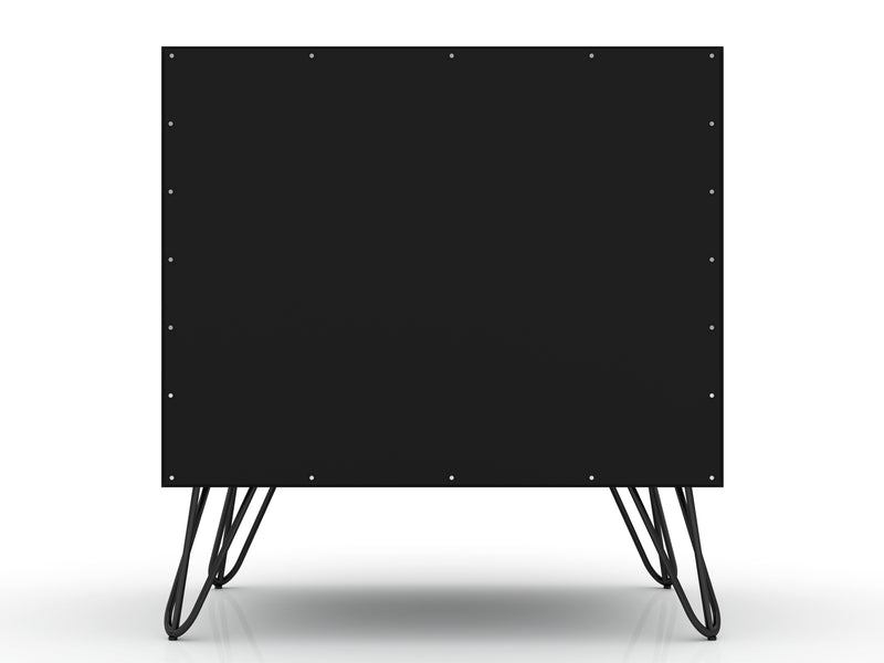Manhattan Comfort Rockefeller Mid-Century Modern Nightstand with 2-Drawer - Black