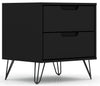 Manhattan Comfort Rockefeller Mid-Century Modern Nightstand with 2-Drawer - Black|Table de nuit Rockefeller de Manhattan Comfort de style moderne du milieu du 20e siècle avec 2 tiroirs - noire