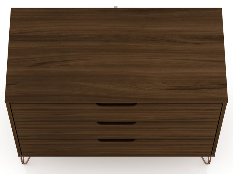 Manhattan Comfort Rockefeller Mid-Century Modern Dresser with 3-Drawers - Brown