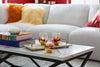 Verona 47.25" Modern Coffee Table with Culture Marble Top - White Marble & Black | Table à café moderne Verona de 47,25 po avec dessus en marbre synthétique - noir et marbre blanc