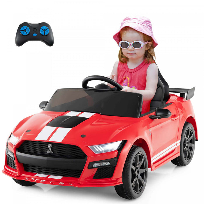 Costway 12v Licensed Ford Mustang Shelby Gt500 Kids Ride On Car With Remote Control Red