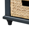 Harvey Solid Wood Storage Bench With Drawers And Rattan Baskets,antique Navy | Banc De Rangement Harvey En Bois Massif Avec Tiroirs Et Paniers En Rotin, Bleu Marine Antique