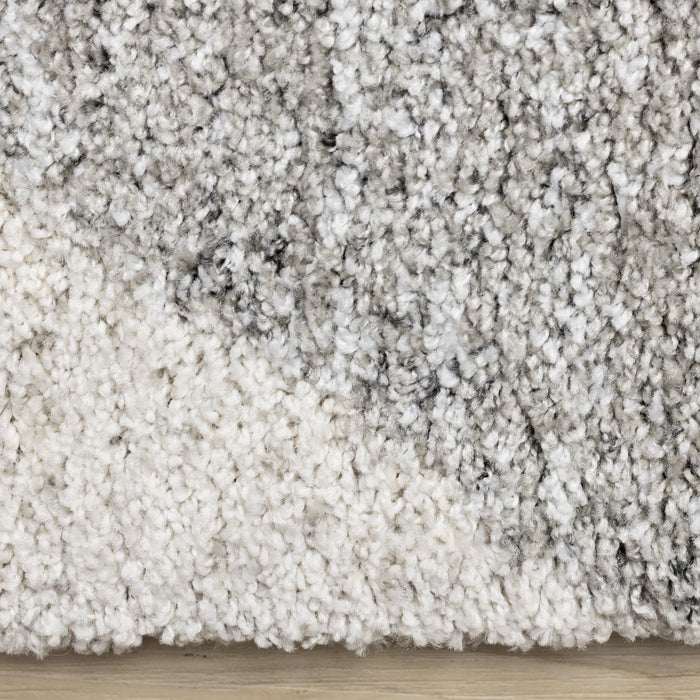 Maverick White Beige Grey Modern Plush Area Rug - 7'10\" x 11'2\"