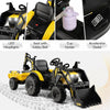 3-in-1 Kids Ride On Excavator Bulldozer 12v Electric Tractor Remote W/ Trailer Yellow