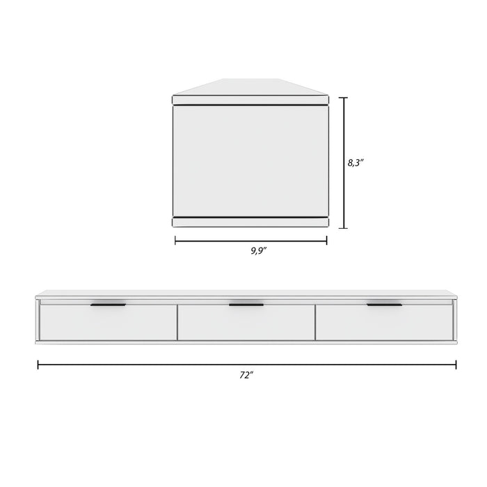 Nordika Slim 72\" Wall-Mounted TV Stand with 3 Storage Cabinets - Natural Blonde Oak
