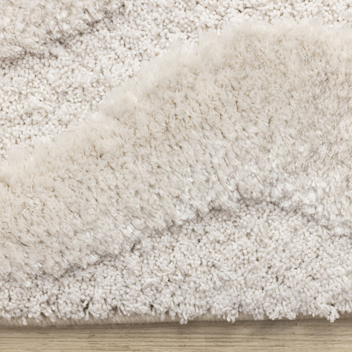 Lincoln Modern Luxurious Plush White Curves Area Rug - 7'10\" x 11'2\"