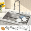MultiSINK 33 in. Dual Mounted 3-Level Workstation Kitchen Sink, Faucet, Glass Rinser,Stainless Steel - E-XP31 Laundry Combo | Evier poste de travail MultiSINK 33 po, double pose, 3 niveaux, robinet, rince-verre, inox-E-XP31