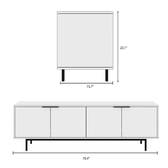 Nordika Hamilton 70\" TV Stand with 4 Storage Cabinets - Natural Blonde Oak