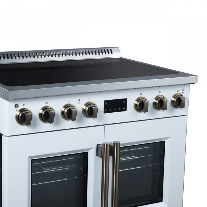 Forno Torino French Door 36 Inch White Induction Range, 5.36 cu.ft. - FFSIN0950-36WHT Electric Range