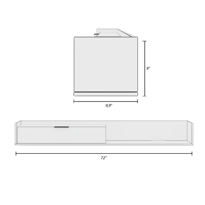 Nordika Slim 72\" Wall-Mounted TV Stand with Storage Cabinet - Light Walnut