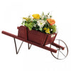 Costway Wooden Wagon Planter Decorative Indoor/outdoor Rustic Flower Cart With Wheel Red