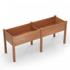 Costway Raised Garden Bed Elevated Fir Wood Planter Box With 2 Large Planting Areas Brown