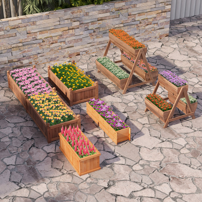 Costway Raised Garden Bed Wood Rectangular Planter Box With 2 Drainage Holes Outdoor