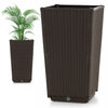 Costway 2pcs Outdoor Wicker Flower Pot 22.5"tall Planters With Drainage Hole Coffee