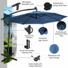 Costway 10FT Patio Offset Umbrella Solar Powered LED 360Degree Rotation Aluminum Blue