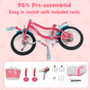 Costway 16" Kids Bike With Basket Doll Seat & Colorful Streamers 2 Training Wheels Pink