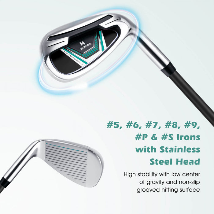 Ultimate Men's Complete Golf Club Set Golf Club Package Set Incl 460cc With Rain Hood Green