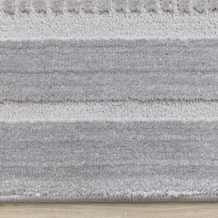Ellie High-Low Textured Soft Polyester Grey Border Area Rug - 7'10\" x 10'6\"