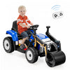 Costway Kids Ride On Road Roller 12v Electric Tractor Remote W/ Music & Led Light Blue