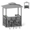 Costway 6.5 X 4 X 8 Ft Grill Gazebo Set With 2 Bar Stools, Tempered Glass Bar Table Gray