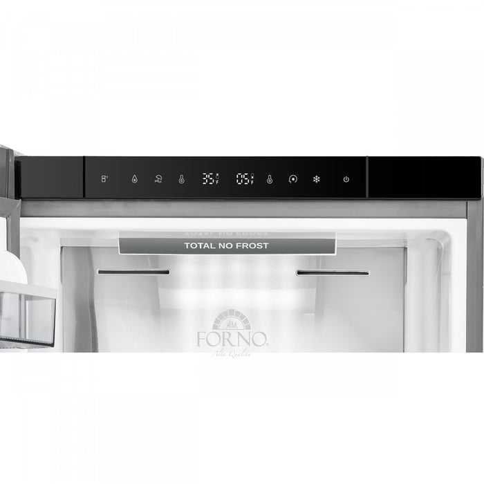 Forno Custodia 24\" Bottom Freezer, 10.3 cu.ft., Left Swing, Ice Maker, Stainless Steel - FFFFD1766-24LS Refrigerator