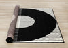 Florence Black White Stripes and Hollow Circle Modern Design, 4'7" x 6'7" Indoor Area Rug | Florence rayures noires et blanches et cercles creux, design moderne, 4'7" x 6'7"