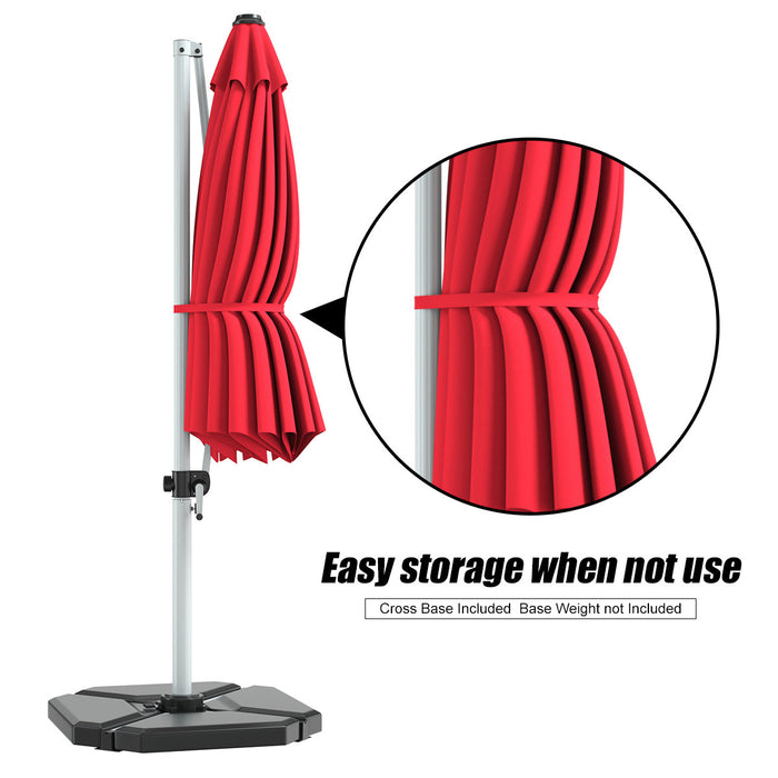 Costway 11' Patio Cantilever Offset Umbrella 360 degrees Rotation Aluminum Tilt Red