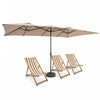 Costway 15FT Double-Sided Patio Market Umbrella Large Crank Handle Vented Outdoor Twin