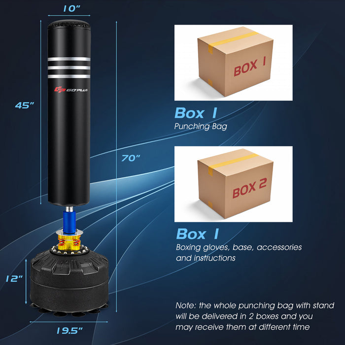 Goplus 70\" 220lbs Freestanding Punching Boxing Bag W/12 Suction Cup Base Shock Absorber