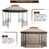 Costway 10' X 12' Octagonal Patio Gazebo Canopy Shelter Double Top W/netting Sidewalls