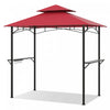 Costway 8' X 5' Grill Gazebo With 2 Shelves 7 Hooks Metal Frame Soft Top Wine