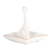 Porcelain Square Cat Ring Holder - White and Gold|Porte-bagues chat carré en porcelaine - blanc et doré