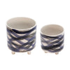 Ceramic 6\"/9\" Footed Blue Swirl Planter - Set of 2
