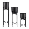 Metal 20"/30"/40" Gunmetal Grey Planter on Stand - Set of 3|Cache-pot de 20 po/30 po/40 po en métal gris métallisé sur support - ensemble de 3