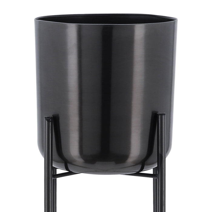Metal 20\"/30\"/40\" Gunmetal Grey Planter on Stand - Set of 3