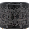 Ceramic 5" Aztec Planter with Wood Stand - Black|Cache-pot de 5 po en céramique à motif aztèque avec support en bois - noir