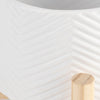 Ceramic 6" Chevron Planter with Wood Stand - White|Cache-pot à chevrons de 6 po en céramique avec support en bois - blanc