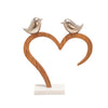 Metal 15" Birds Perched on Wood Heart with Marble Base - Silver|Oiseaux perchés sur un cœur en bois de 15 po en métal avec base en marbre - argentés