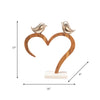 Metal 15" Birds Perched on Wood Heart with Marble Base - Silver|Oiseaux perchés sur un cœur en bois de 15 po en métal avec base en marbre - argentés