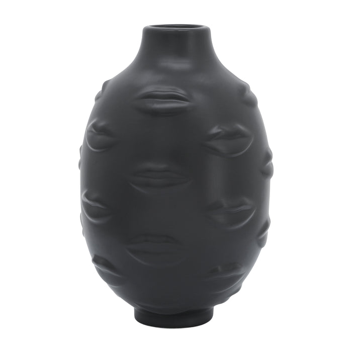 Ceramic 10\" Lips Vase - Black