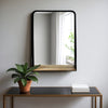 Metal 22" x 30" Mirror with Shelf - Black and Brown | Miroir de 22 po x 30 po en métal avec tablette - noir et brun