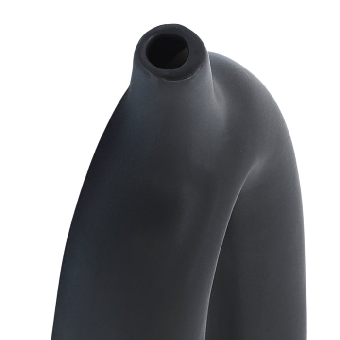 Ceramic 14\" Open Cut-Out Vase - Black