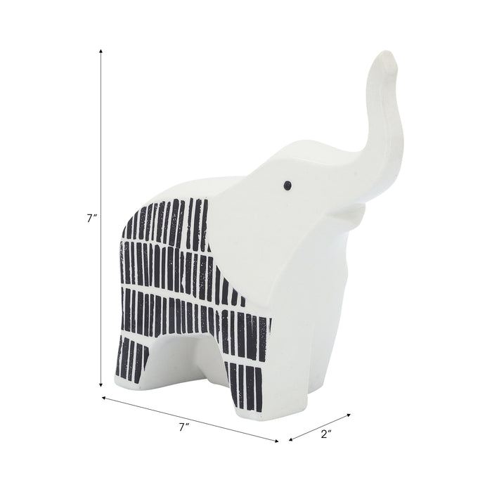 Ceramic 7\" Elephant Decor - Black and White