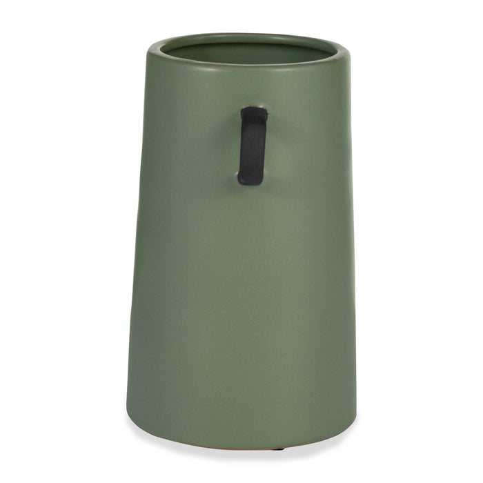 Ceramic 9\" Eared Vase - Dark Sage