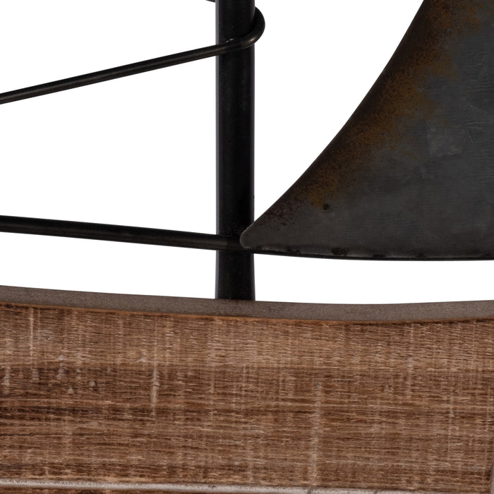Metal 19\" Boat Wall Decoration - Brown