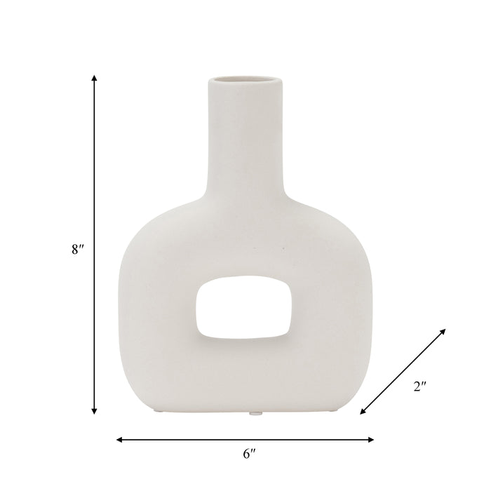 Dolomite 8\" Open Cut Vase - White