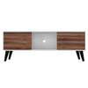 Manhattan Comfort Doyers 53.15" Mid-Century Modern TV Stand - White & Nut Brown|Meuble pour téléviseur Doyers de Manhattan Comfort de 53,15 po de style moderne du milieu du 20e siècle - blanc et brun noix