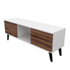 Manhattan Comfort Doyers 53.15" Mid-Century Modern TV Stand - White & Nut Brown|Meuble pour téléviseur Doyers de Manhattan Comfort de 53,15 po de style moderne du milieu du 20e siècle - blanc et brun noix