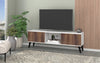 Manhattan Comfort Doyers 62.20" Mid-Century Modern TV Stand - White & Nut Brown|Meuble pour téléviseur Doyers de Manhattan Comfort de 62,20 po de style moderne du milieu du 20e siècle - blanc et brun noix