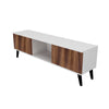 Manhattan Comfort Doyers 62.20" Mid-Century Modern TV Stand - White & Nut Brown|Meuble pour téléviseur Doyers de Manhattan Comfort de 62,20 po de style moderne du milieu du 20e siècle - blanc et brun noix